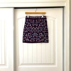 Loft purple and blue floral print pencil skirt